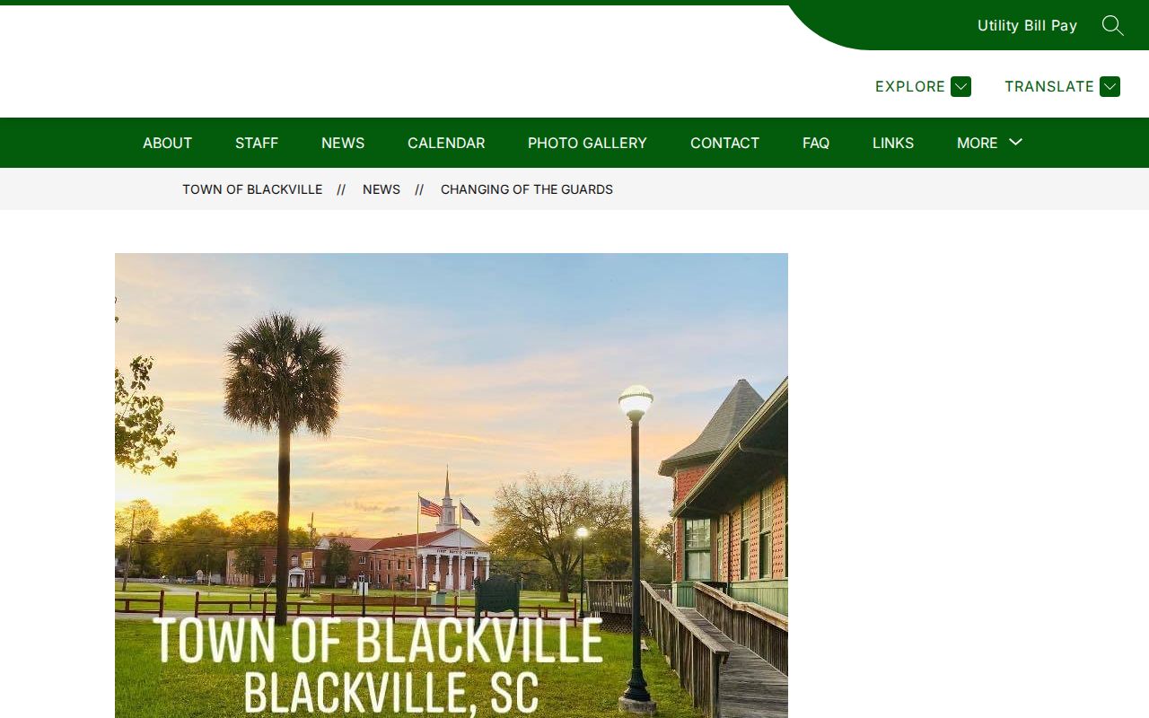 Town of Blackville notice relevant to Blackville Police records contact limitations